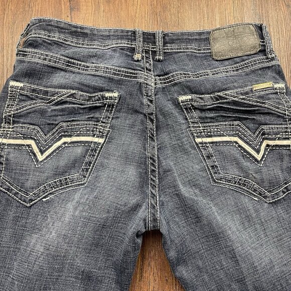 Salvage Mayhem Boot Regular Fit Jeans Men's 34S Blue Denim Buckle Pants Logo - Picture 4 of 10